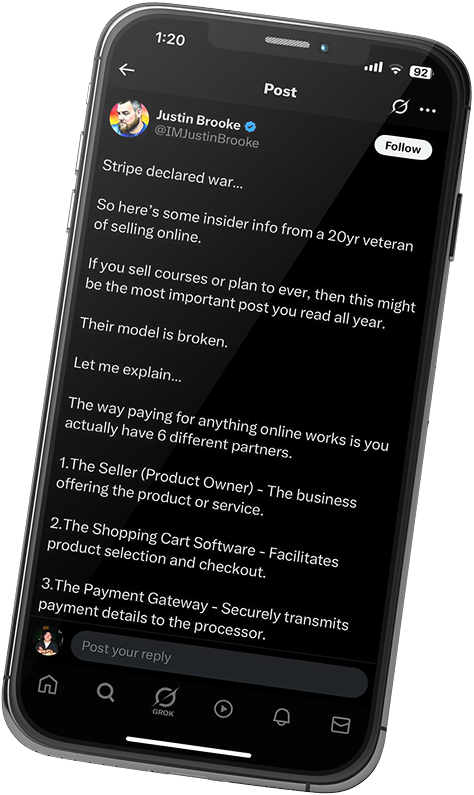 Phone with a screenshot of a tweet by Justin Brooke
